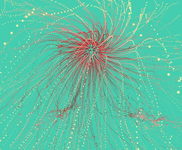 Punto Explota Array Con Partículas Emitidas Dinámicamente Estilo Tecnología Fondo — Archivo Imágenes Vectoriales