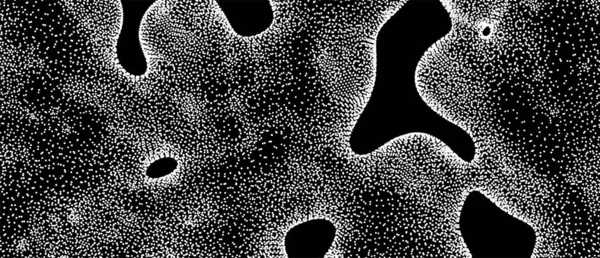 这个蜘蛛网已经被破解了带有孔的抽象网格背景 用动态粒子阵列 3D网格表面 技术矢量说明 — 图库矢量图片