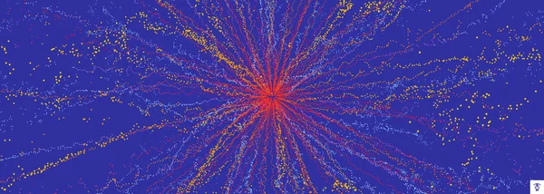 Punto Explota Array Con Partículas Emitidas Dinámicamente Estilo Tecnología Fondo — Archivo Imágenes Vectoriales