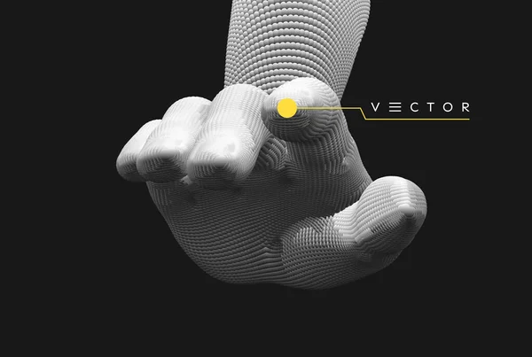 Handen Trycker Pekfingret Knappen Ett Virtuellt Gränssnitt Framtidens Teknik Anslutningsstruktur — Stock vektor