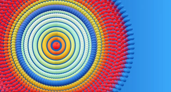 Modèle Circulaire Abstrait Composé Sphères Couleur Ellipses Illustration Art Vectoriel — Image vectorielle