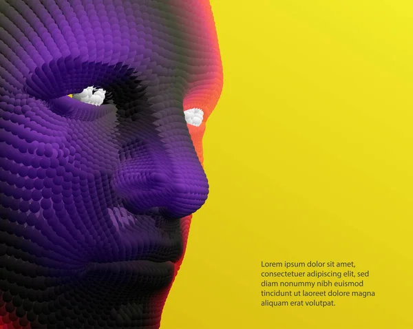 面部识别系统数字人头 未来主义背景 用于广告 营销或展示的矢量说明 人工智能概念 — 图库矢量图片