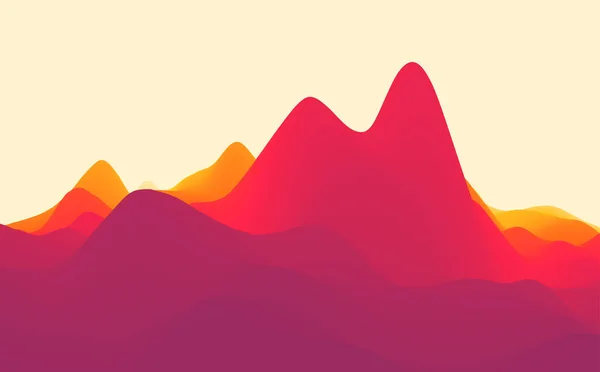 Landschaft Mit Bergen Und Sonne Sonnenuntergang Bergiges Gelände Abstrakter Hintergrund — Stockvektor