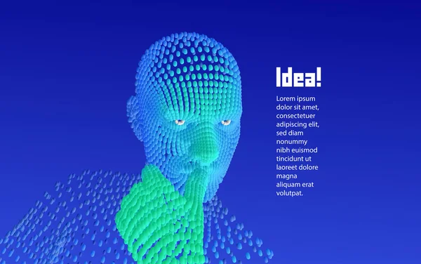 Man Thinking Artificial Intelligence Concept Digital Technology Background Vector Illustration — Stock Vector