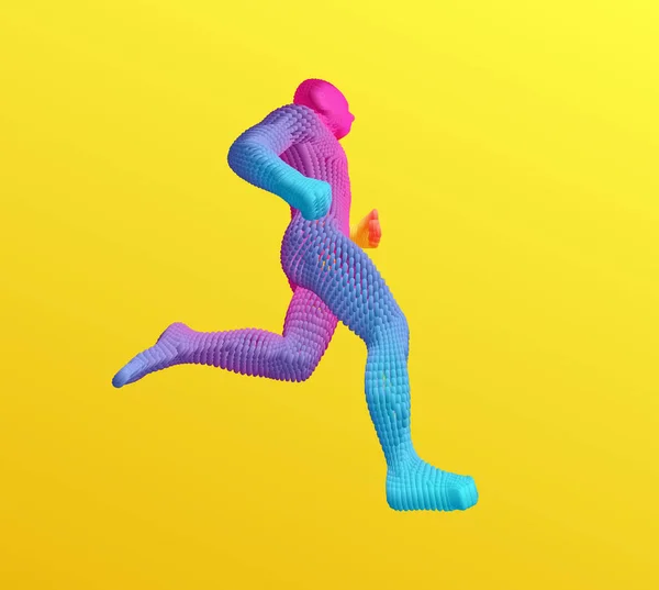 Lari Manusia Atau Pelari Maraton Model Tubuh Manusia Dimensi Desain - Stok Vektor
