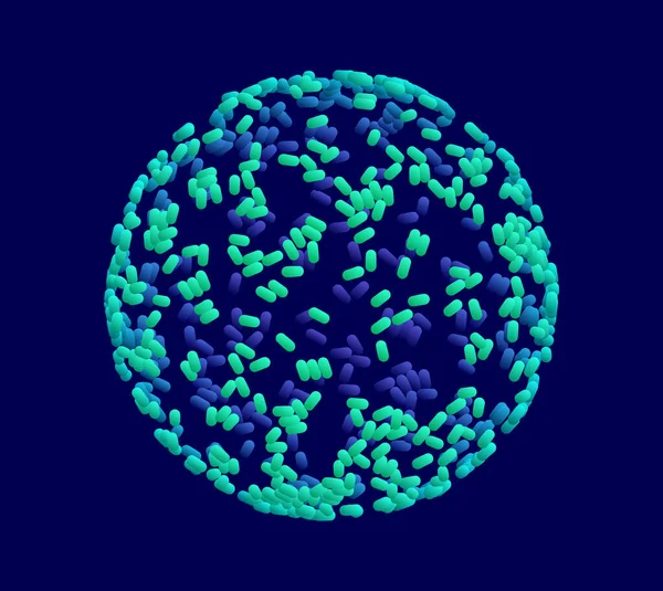 多くの楕円形によって形成された球 医学のための3Dベクトル図 — ストックベクタ