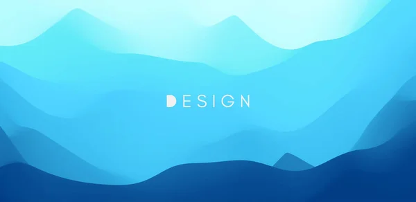 青の抽象的な背景 波と現実的な風景 カバーデザインテンプレート 3Dベクトル図 — ストックベクタ