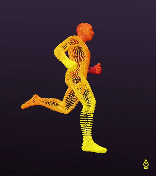 Běžící Muž Nebo Maraton Běžec Model Lidského Těla Design Pro — Stockový vektor