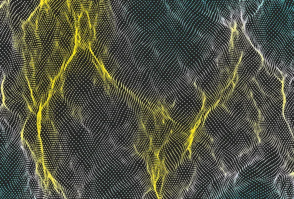 具有动态效果的抽象波浪形背景 网络空间网格 3D技术载体 — 图库矢量图片