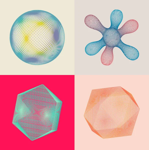 Esfera Cristal Constituidos Por Pequeñas Partículas Objeto Con Puntos Rejilla — Archivo Imágenes Vectoriales