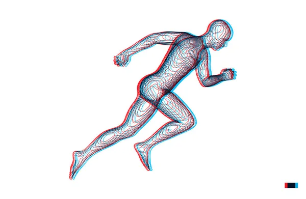 3D跑步的人 科学和技术的设计 矢量图解 — 图库矢量图片