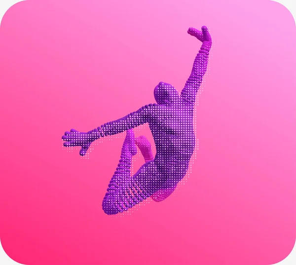 3D人体模型 体操跳跃 体操活动的图标健康和健身社区 矢量说明 — 图库矢量图片