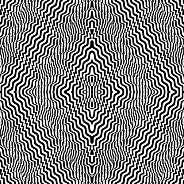Zwart Wit Gestreepte Achtergrond Naadloos Patroon Met Optische Illusie Eenvoudig — Stockvector