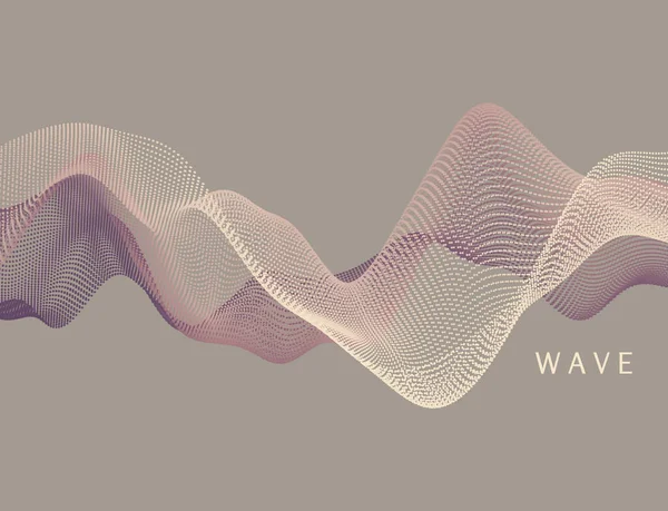 Welle Mit Verbundenen Punkten Abstrakter Digitaler Hintergrund Mit Teilchen Gitteroberfläche — Stockvektor
