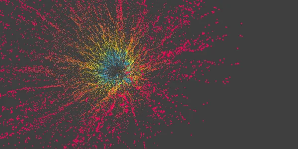 Punto Explota Array Con Partículas Emitidas Dinámicamente Estilo Tecnología Fondo — Archivo Imágenes Vectoriales