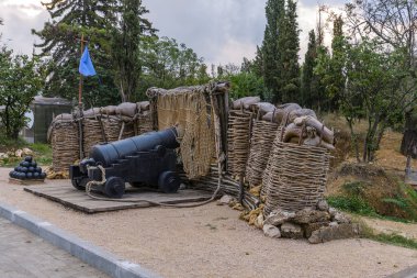 Sivastopol 'daki Malakhov tepesinde topçu pozisyonu. 1853-1856 Kırım Savaşı.