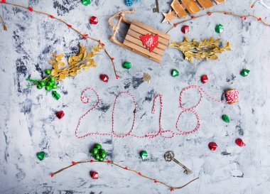 Rustik Noel düz Lay, metin 2018