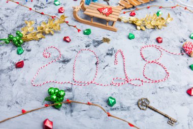 Rustik Noel düz Lay, metin 2018