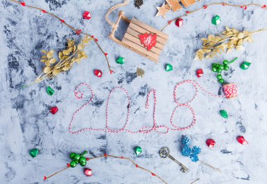 Rustik Noel düz Lay, metin 2018