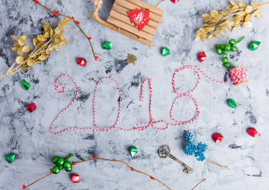 Rustik Noel düz Lay, metin 2018