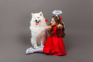 Sadık arkadaşlar, bir kız ve bir köpek. Dostluk sembolü