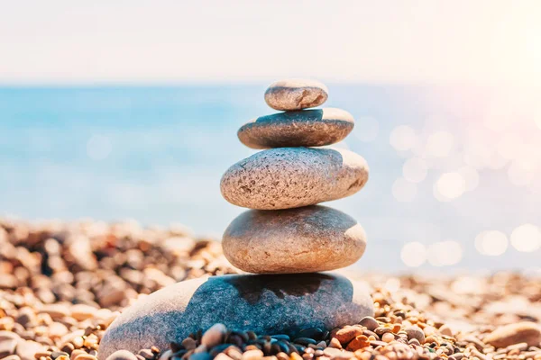 Pile Smooth Sea Zen Stones Spa Concept — Stock Photo, Image