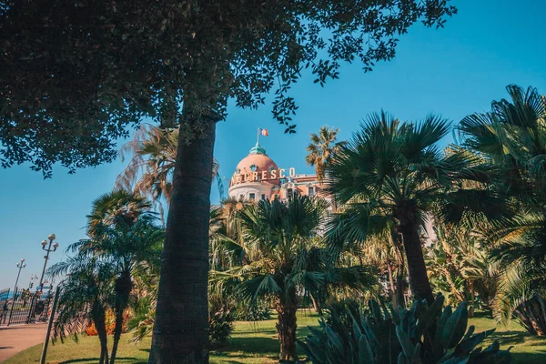 Güzel Provence Fransa Eylül 2018 Negresco Otelinin Arka Planında Kalın — Stok fotoğraf