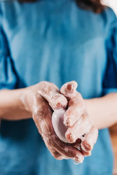 Wash Your Hands Bacterial Soap Eating Disinfection Disinfection — Stock Photo, Image