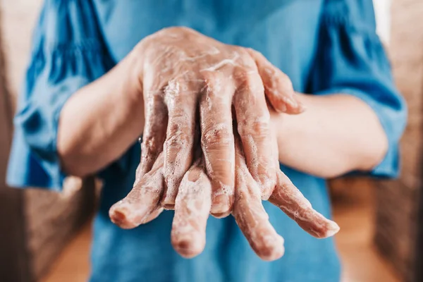 Предотвратить Коронавирусную Инфекцию Необходимо Мыть Руки Менее Секунд Тщательно Очищая — стоковое фото