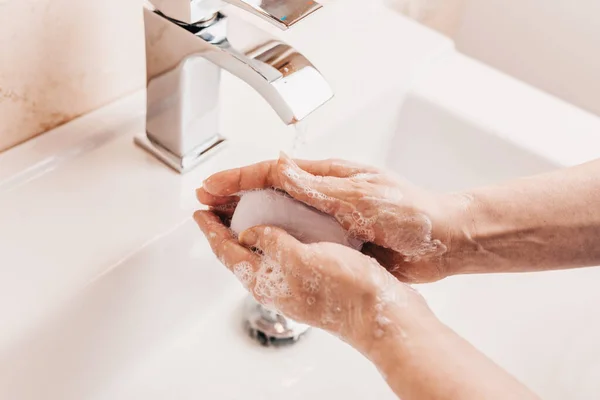 Предотвратить Коронавирусную Инфекцию Необходимо Мыть Руки Менее Секунд Тщательно Очищая — стоковое фото