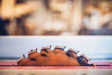 Keskin çelik yuvarlak testere yakın çekim - disk kesme