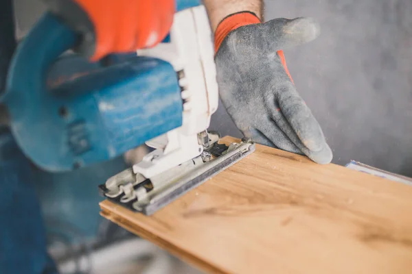 Skilled Craftsman Flooring Floating Floor — Stock Photo, Image