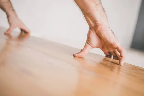 Flooring Services Laminate Installation Floating Way — Stock Photo, Image