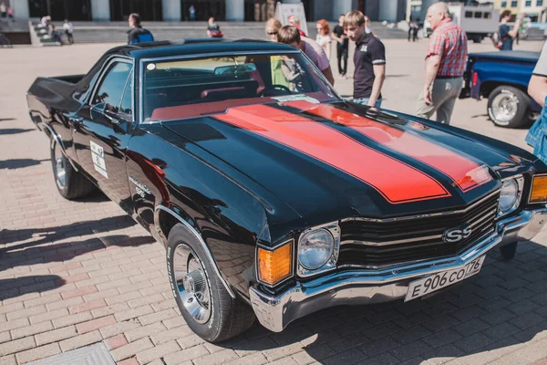 Minsk Bielorrusia Mayo 2019 Exposición Desfile Coches Retro 1970 Chevrolet — Foto de Stock