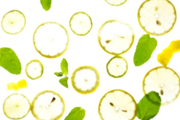 Trozos Fruta Con Una Estructura Interna Con Retroiluminación Limón Lima —  Fotos de Stock
