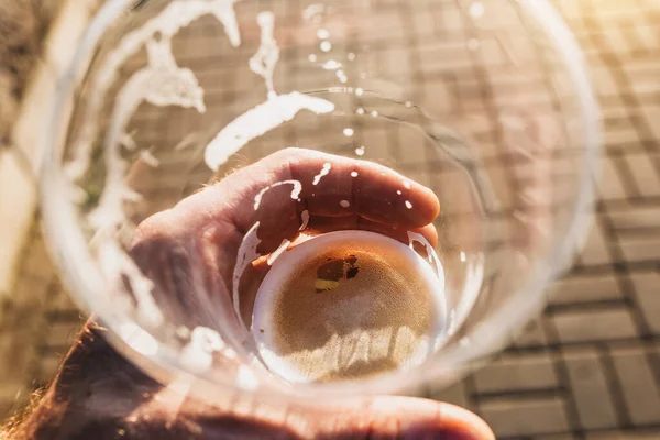 Empty Plastic Glass Beer Beer Almost Must Repeated — Stock Photo, Image