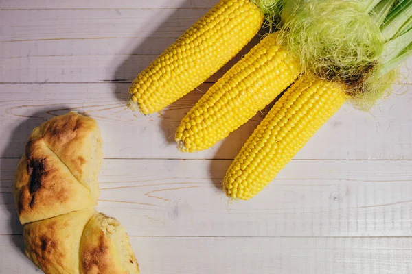 Corn Tortilla Table Next Raw Fresh Ears Corn Corn Flour — Stock Photo, Image