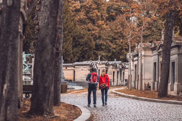 Paris France October 2019 Pere Lachaise Walk Alleys Cemetery Cloudy — Stock Photo, Image