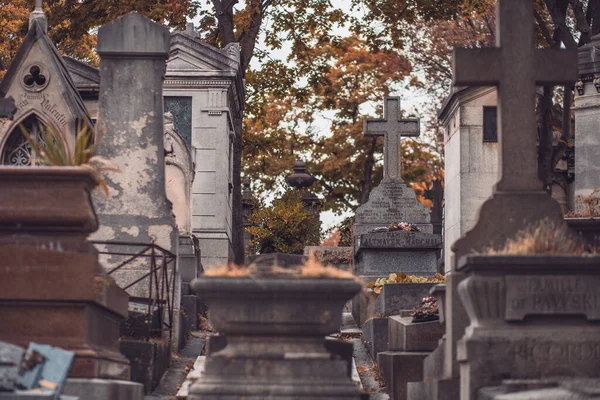 Paris France October 2019 Pere Lachaise Hill Stone Crosses Gravestones — Stock Photo, Image