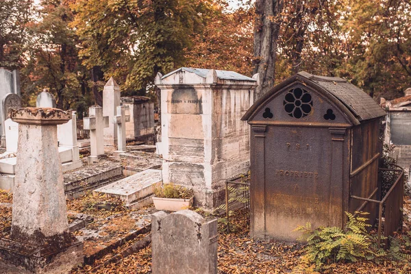 Paris France October 2019 Pere Lachaise Hill Stone Crosses Gravestones — Stock Photo, Image