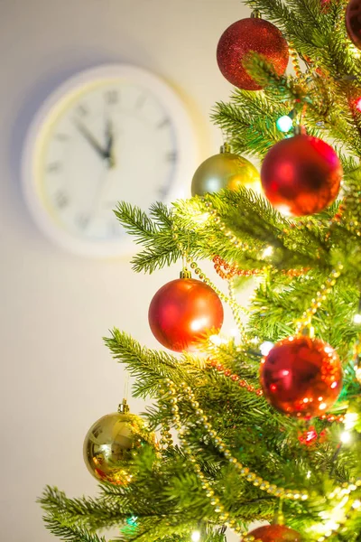 Christmas tree with clock — Stock Photo, Image