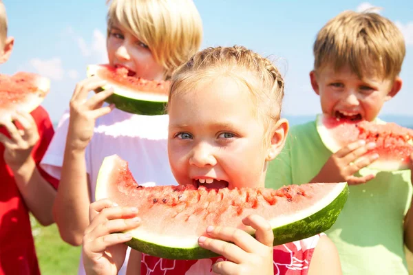 Children with watermelon — Stock Photo, Image