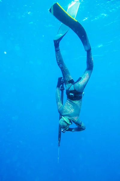 Pesca submarina en el océano — Foto de Stock