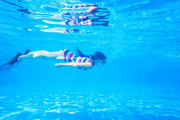 Fille dans la piscine — Photo