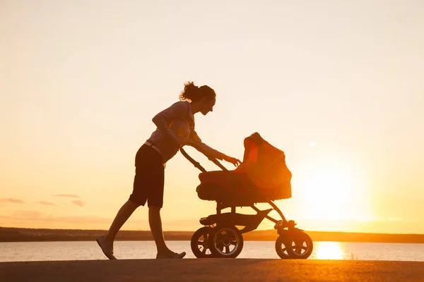 Moeder met een wandelwagen — Stockfoto