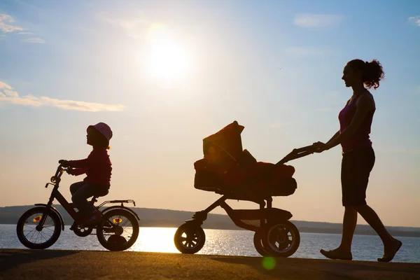 Mamma med en barnvagn — Stockfoto