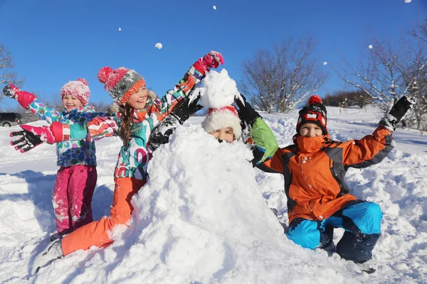 Kinderen in de winter — Stockfoto