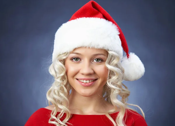 Blondynka w santa hat — Zdjęcie stockowe