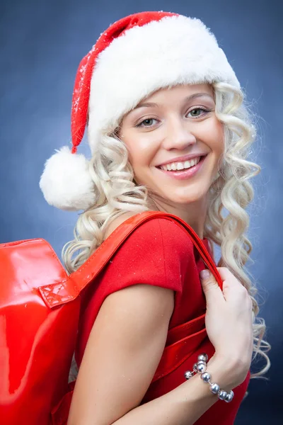 Blondynka w santa hat — Zdjęcie stockowe