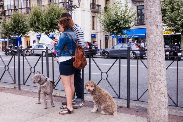 Turisti con mappa sulla strada — Foto Stock